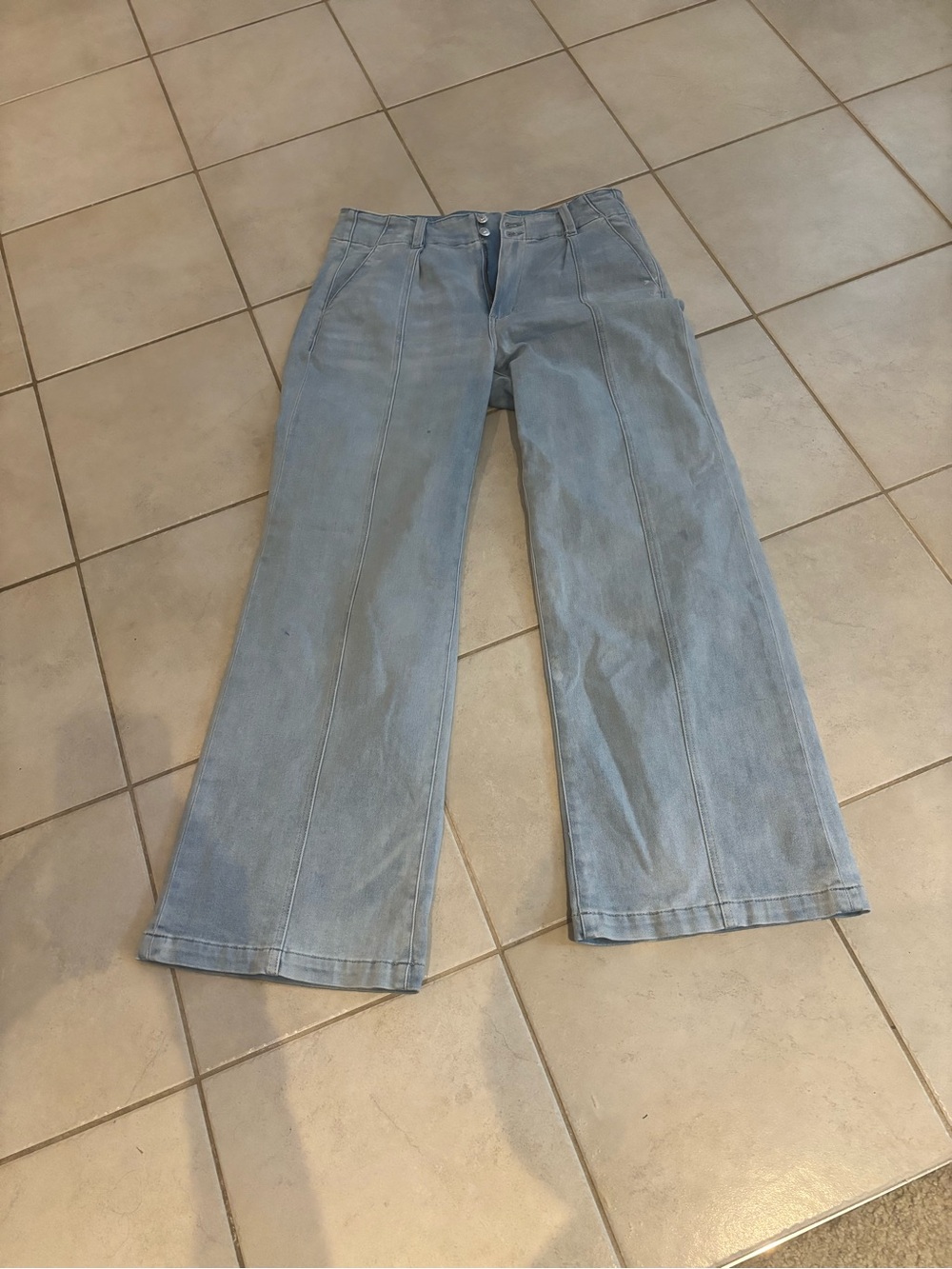 PAIGE Light Blue Wide-Leg Jeans - Picture 13 of 13